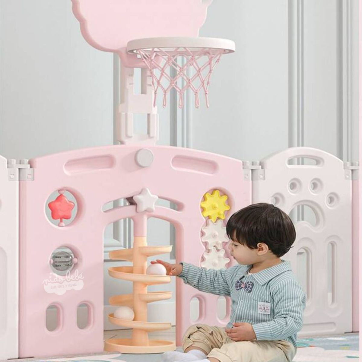 GENERICO - CORRAL PARA BEBES Y NIÑOS PLEGABLE DE LEON Premium Rosado