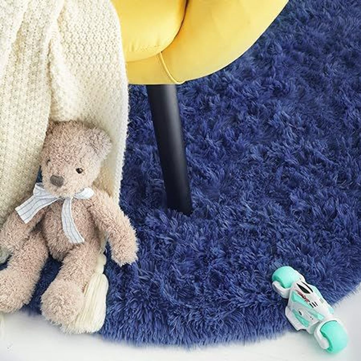GENERICO - Alfombra ovalada felpa 1,50 x 50 cm color azul marino