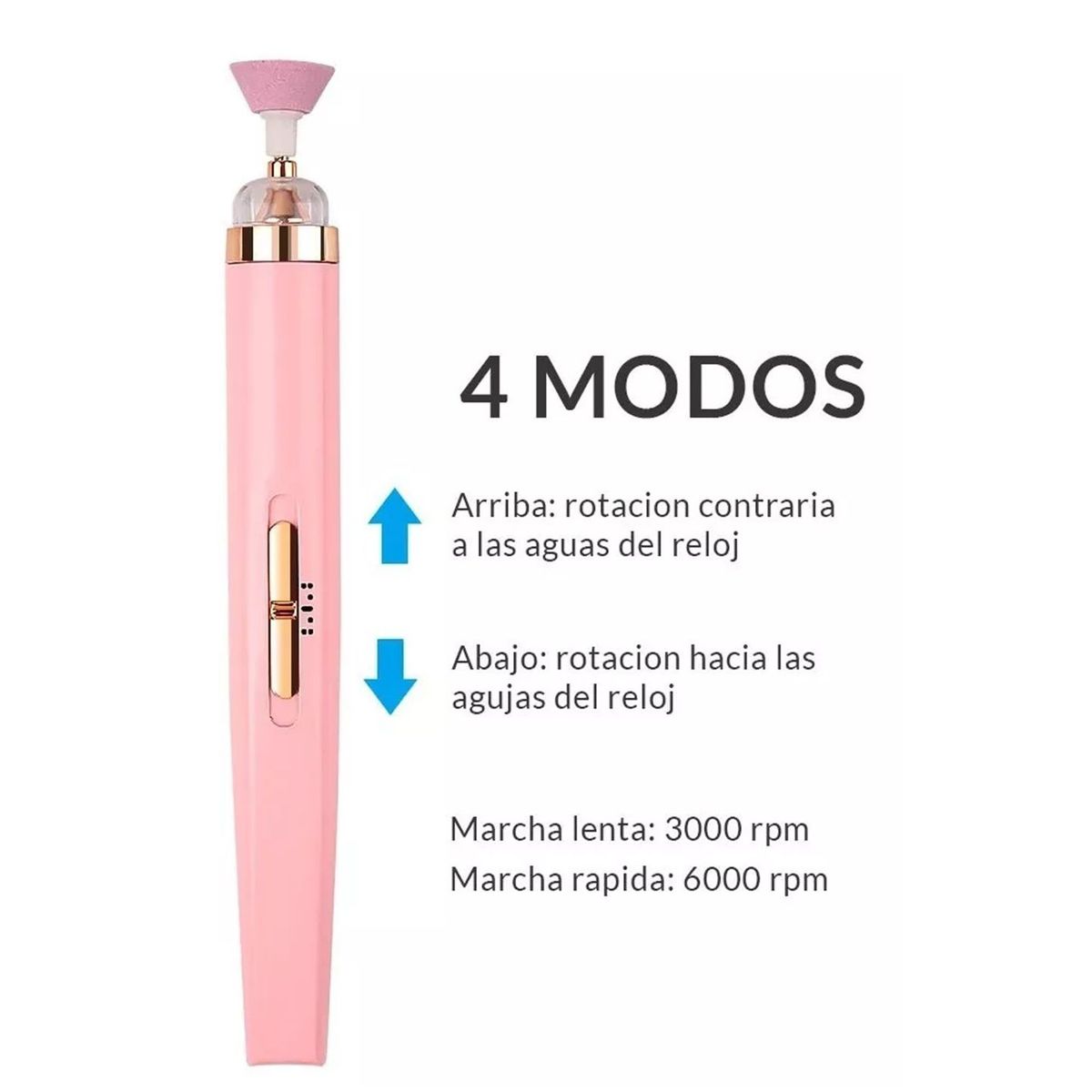 GENERICO - Pulidor Eléctrico para Uñas Removedor 5 Cabezales y Luz LED