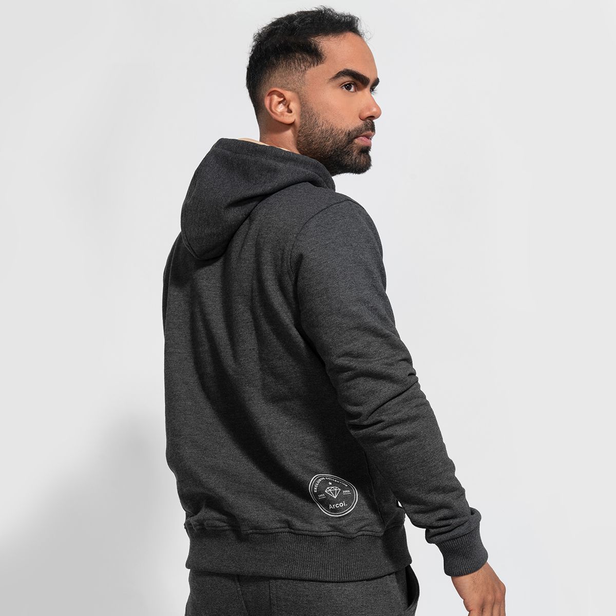 GENERICO - conjunto buzo afranelado polera y jogger para hombre gris Arcoi
