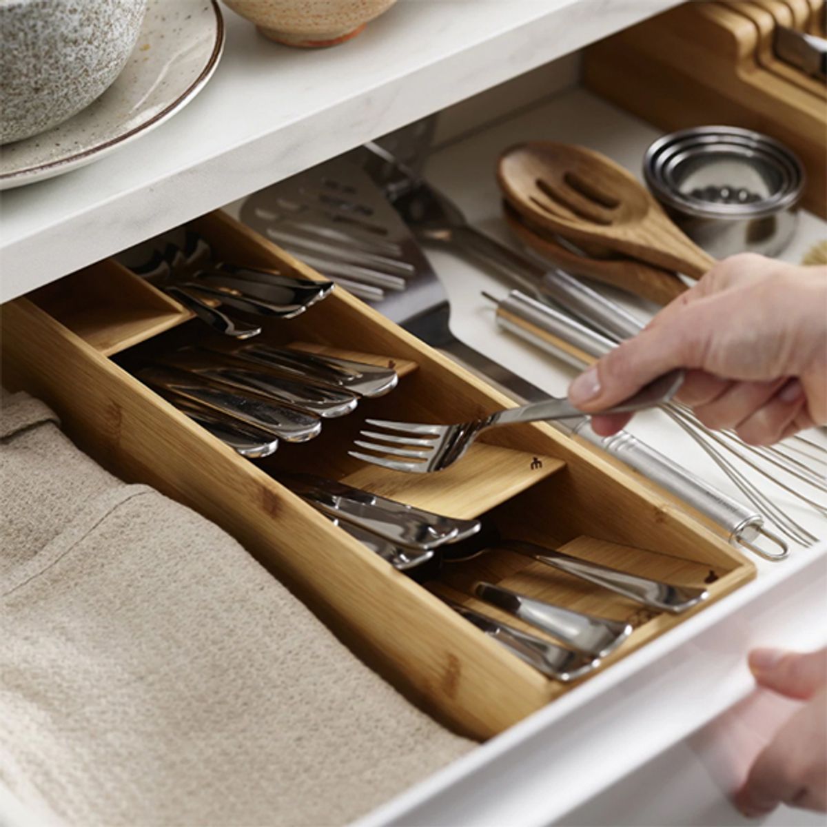 CRATE & BARREL - Organizador de Cubiertos Bambú JOSEPH JOSEPH