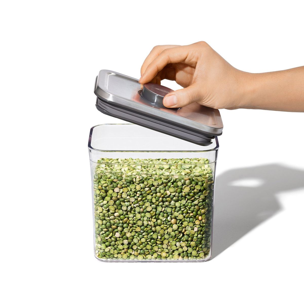 CRATE & BARREL - Contenedor Cuadrado con Tapa de Metal 2.8 QT OXO