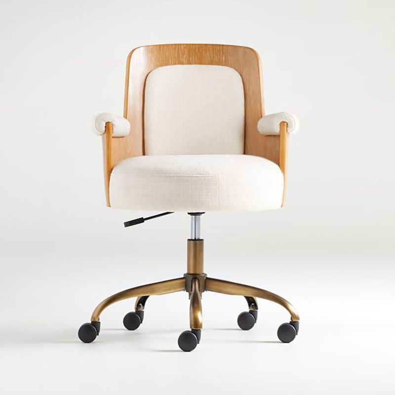 CRATE & BARREL - Silla de Escritorio Roan de Madera con Patas de Latón