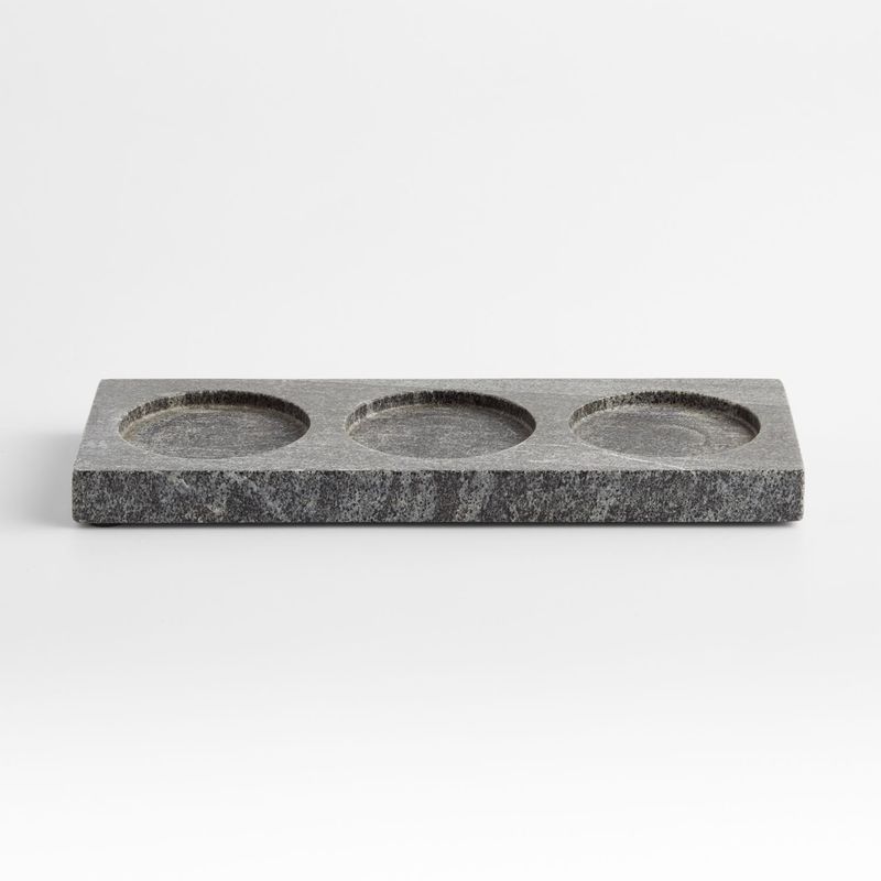 CRATE & BARREL - Jabonera de Mármol Hayes 3 Espacios