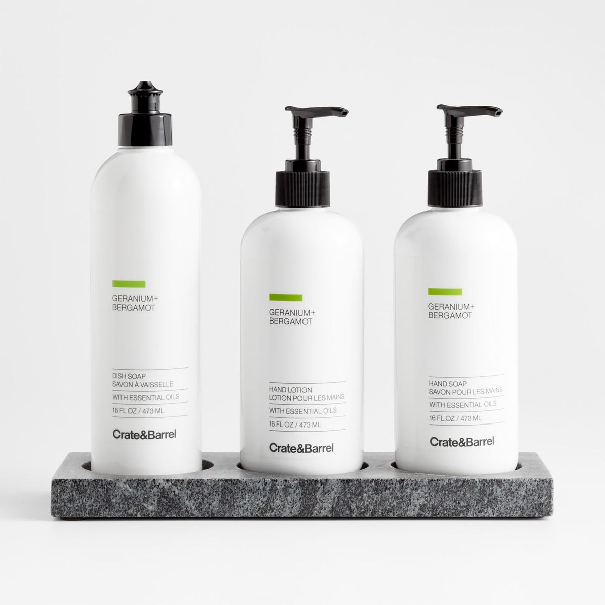 CRATE & BARREL - Jabonera de Mármol Hayes 3 Espacios