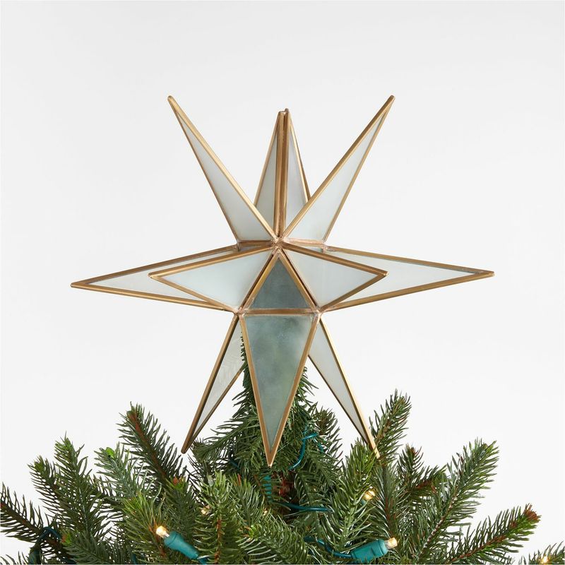 CRATE & BARREL - Adorno de Árbol de Navidad de Estrella de Vidrio Esmerilado