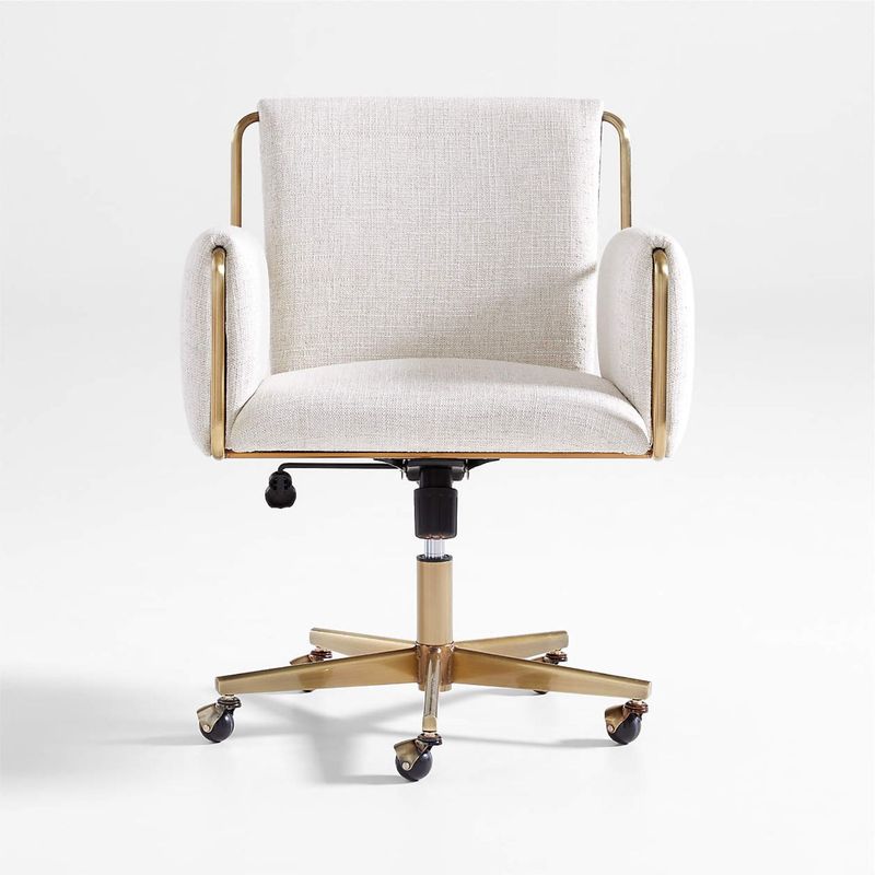 CRATE & BARREL - Silla de Escritorio Caterina Tapizada con Estructura de Latón Dorado