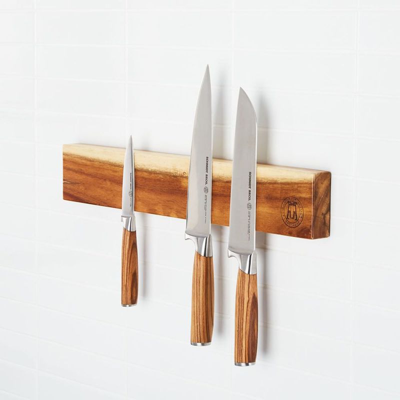 CRATE & BARREL - Barra de Pared Magnética de Madera Acacia para Cuchillos Schmidt Brothers