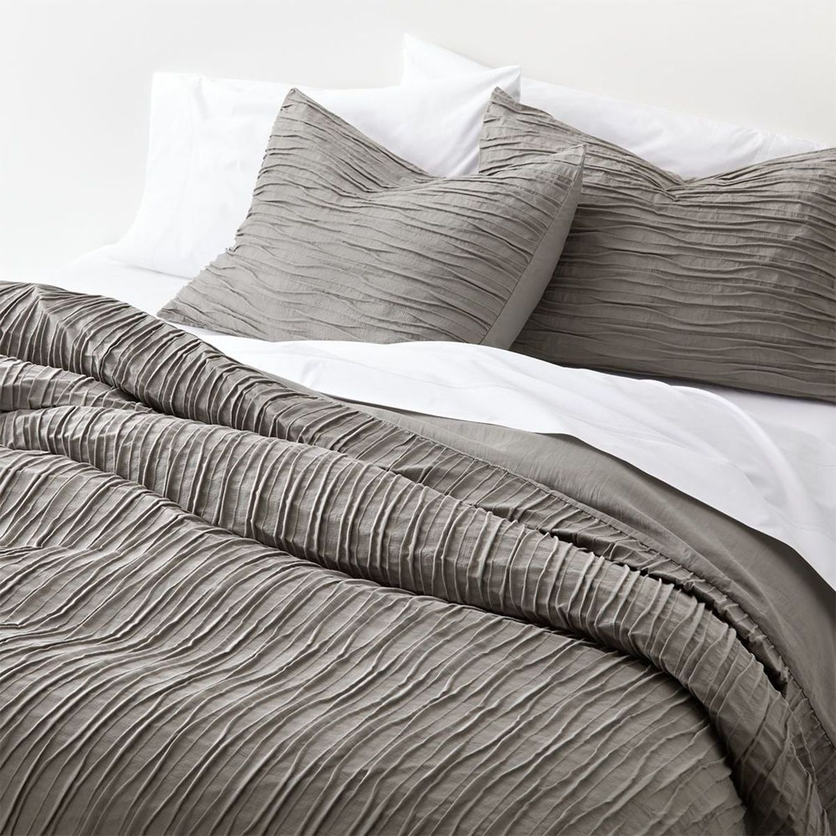 CRATE & BARREL - Funda De Duvet Belamy Plisado Nickel Full/Queen