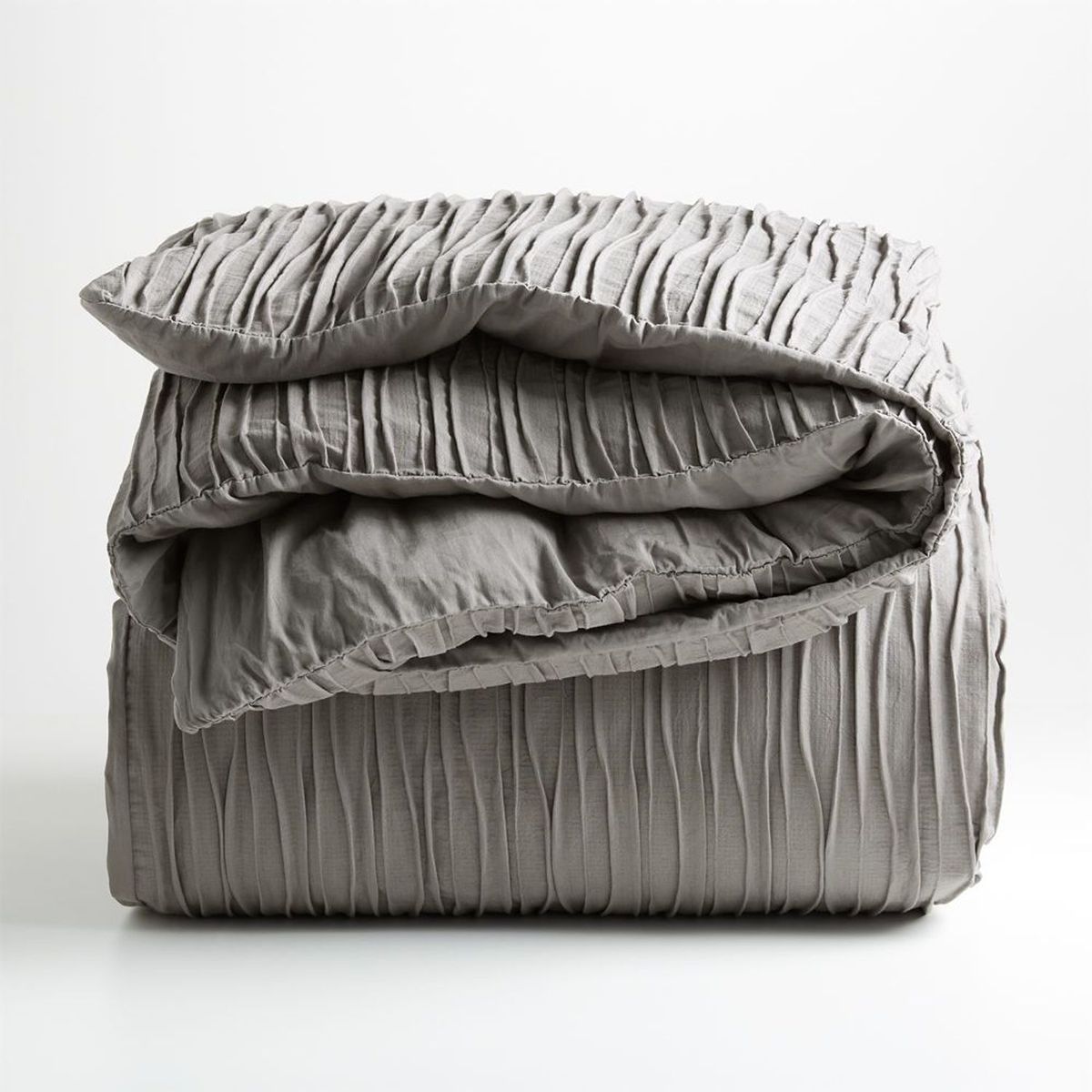 CRATE & BARREL - Funda De Duvet Belamy Plisado Nickel Full/Queen