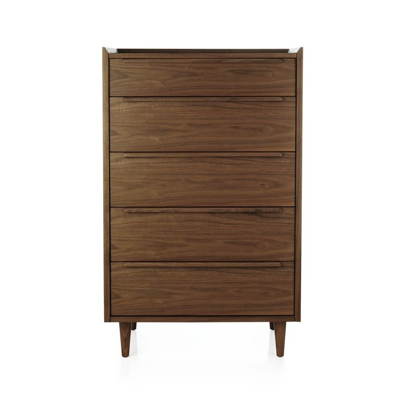 CRATE & BARREL - Cómoda Tate Nogal  5 Cajones