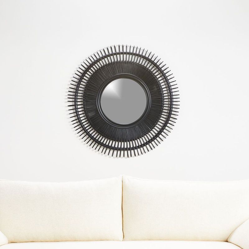 CRATE & BARREL - Espejo De Ratán Negro Tejido Dohney