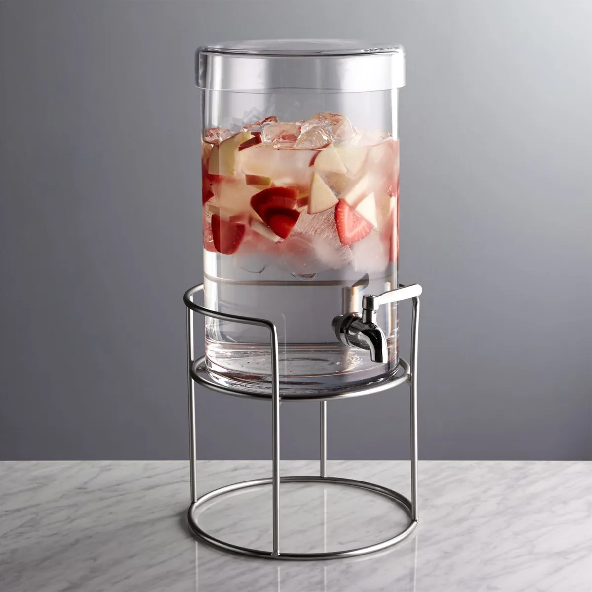 CRATE & BARREL - Soporte para Dispensador de Bebidas de Metal Plateado