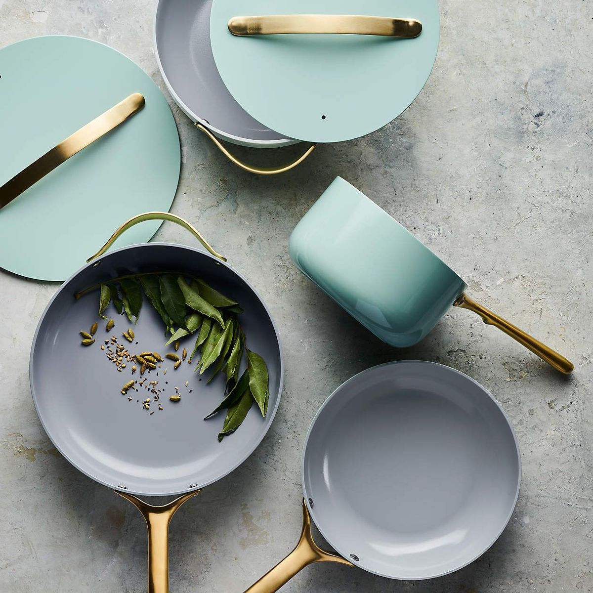 CRATE & BARREL - Juego de Ollas 7 Piezas Antiadherente de Cerámica Caraway