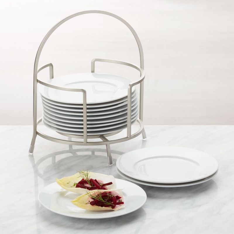 CRATE & BARREL - Juego de 12 Platos para Aperitivos con Parante Cambridge