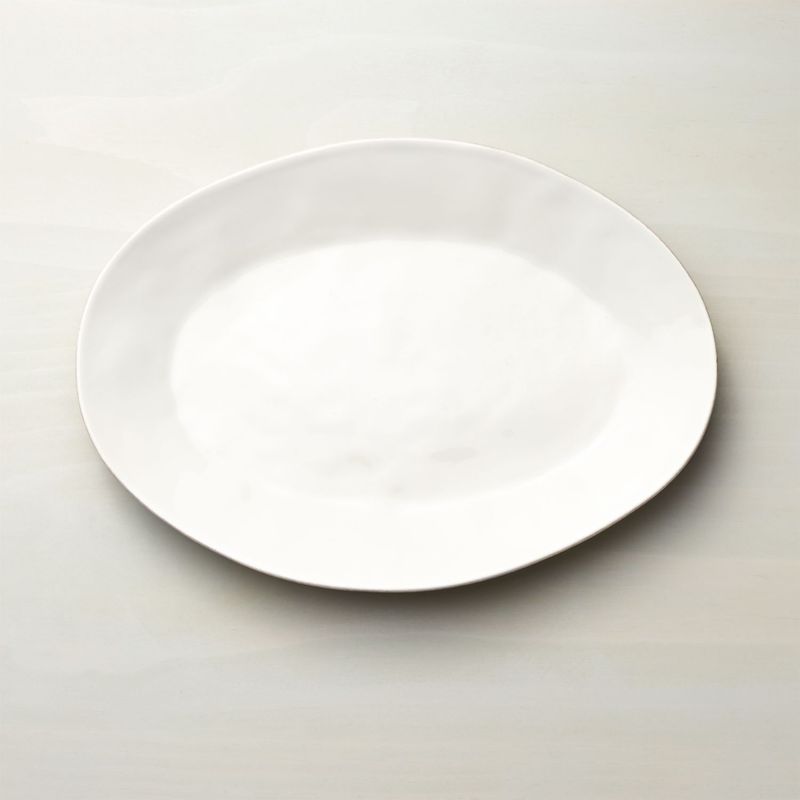CRATE & BARREL - Plato para Servir Ovalado Marin Pequeña Blanca