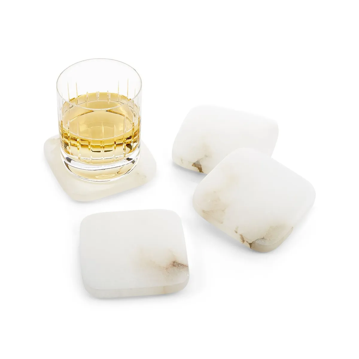 CRATE & BARREL - Juego de 4 Posavasos de Alabastro