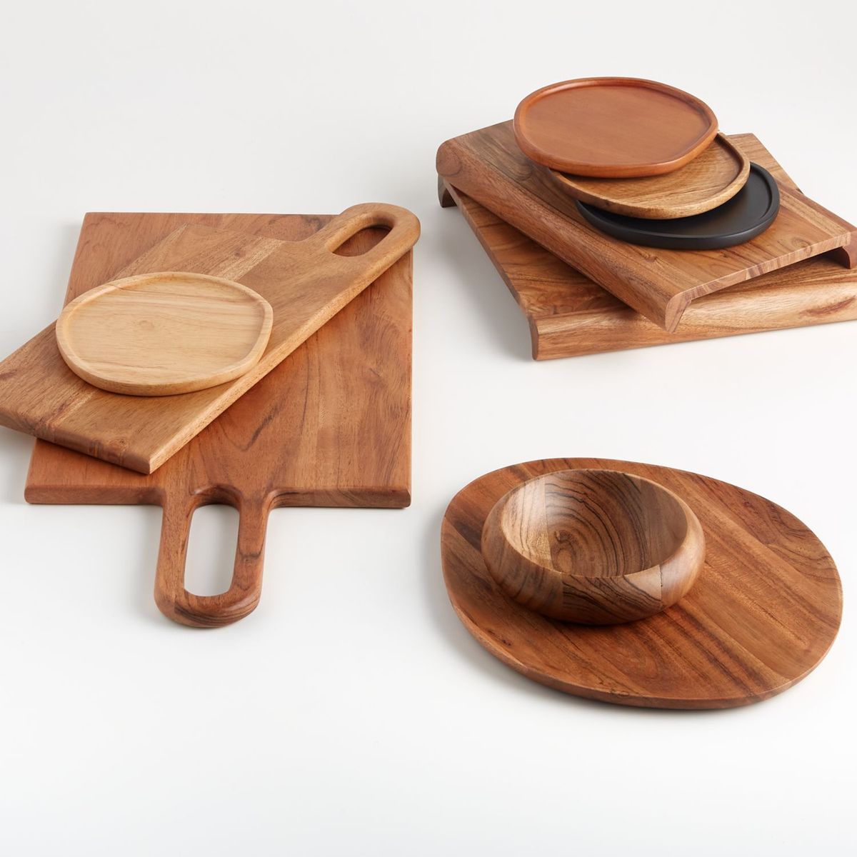 CRATE & BARREL - Set De 4 Platos De Madera Mixta Para Aperitivos Byhring