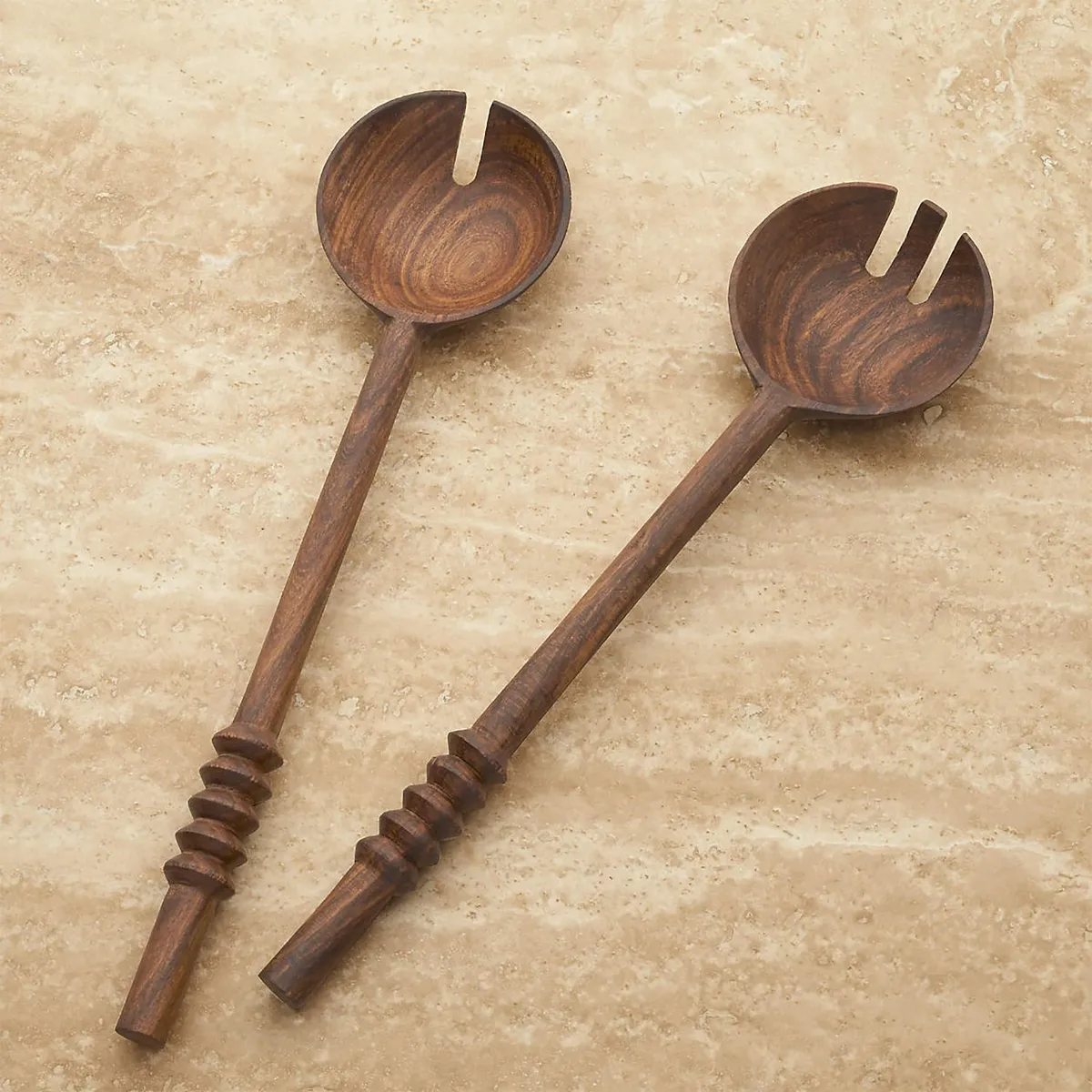 CRATE & BARREL - Set 2 Cucharones Para Ensalada Acacia Burke