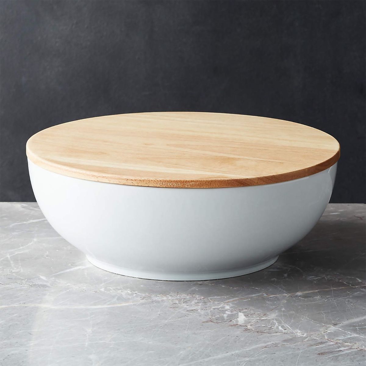 CRATE & BARREL - Bowl de Servir con Tapa de Madera Merge