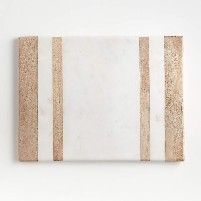CRATE & BARREL - Tabla de Servir con Incrustración de Madera y Mármol