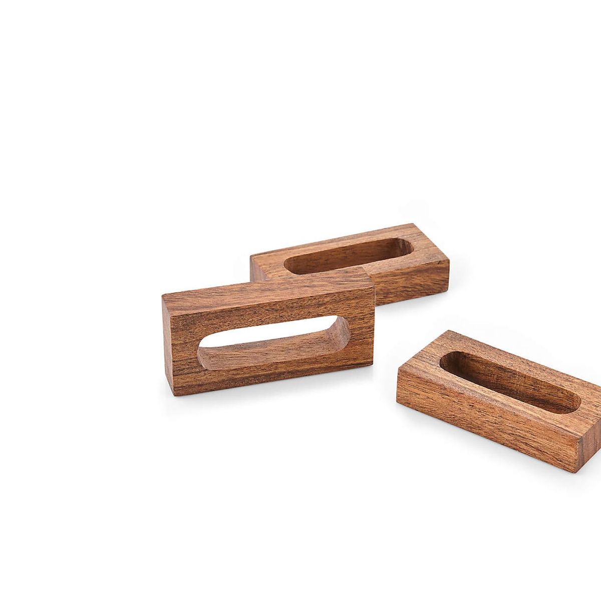 CRATE & BARREL - Aro de Servilleta Rectangular de Madera de Acacia