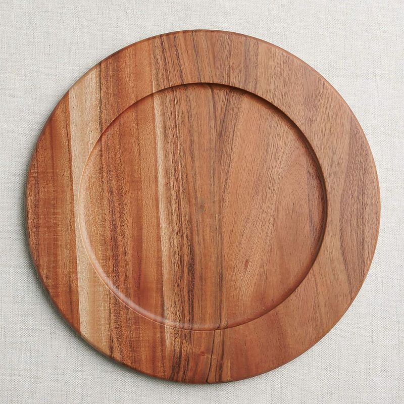 CRATE & BARREL - Plato Charger Carson Acacia 36cm