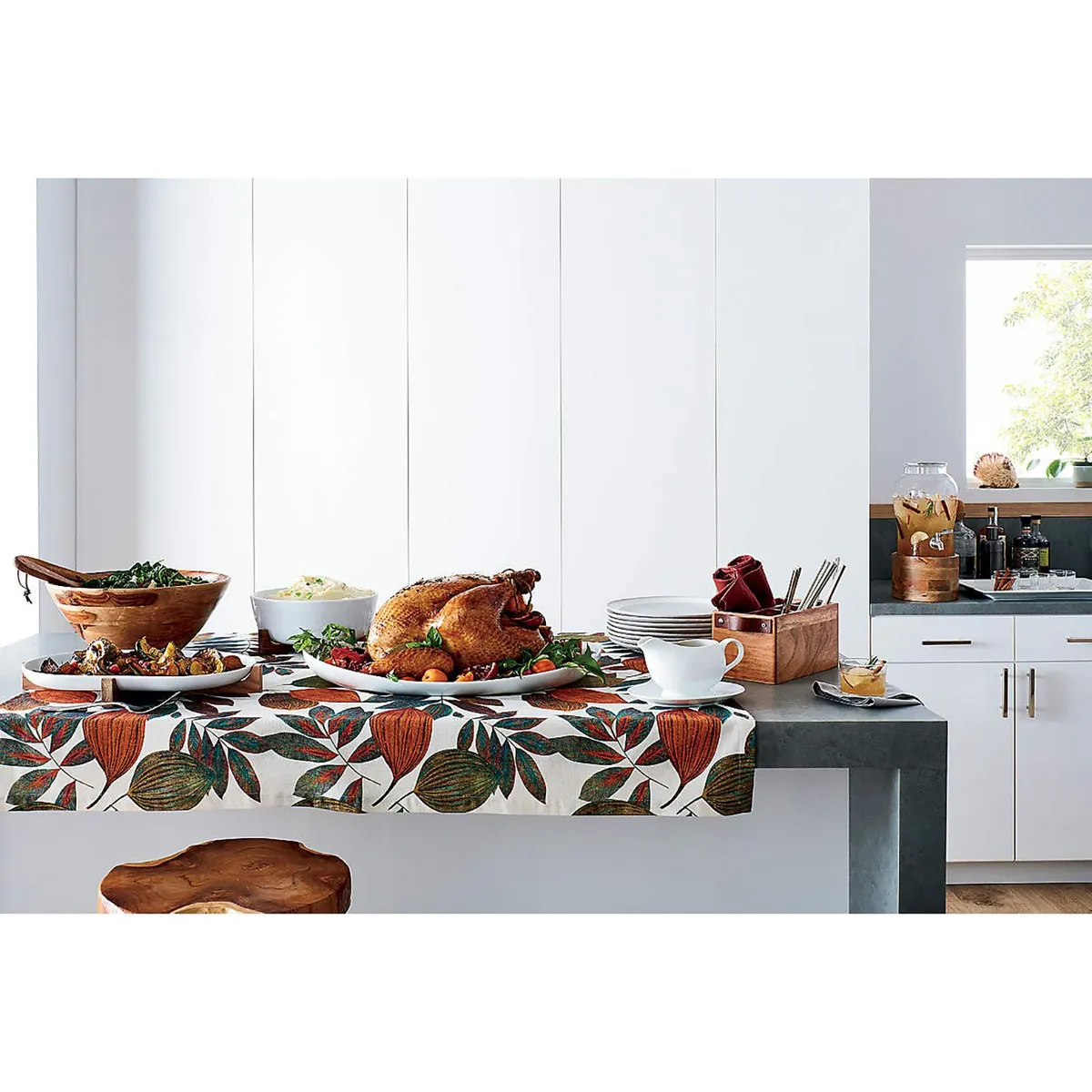 CRATE & BARREL - Portacubiertos Carson Caddy con Asas de Cuero