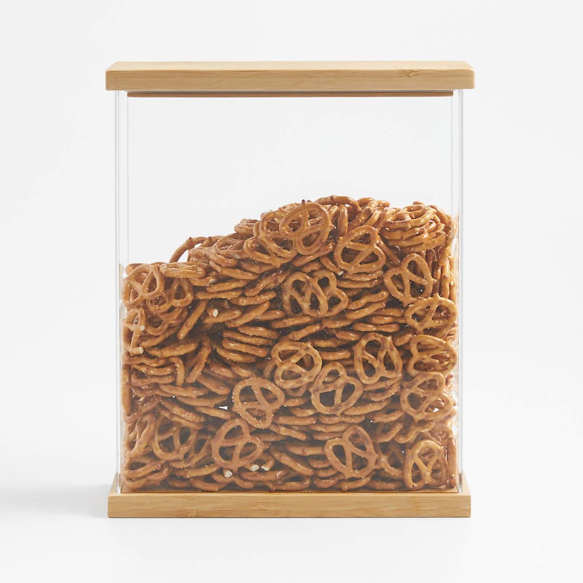 CRATE & BARREL - Contenedor Acrílico con Tapa de Bambú