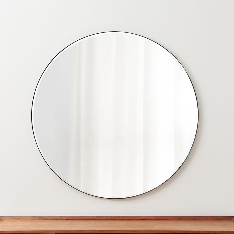 CRATE & BARREL - Espejo de Pared Redondo Edge Gunmetal 122cm