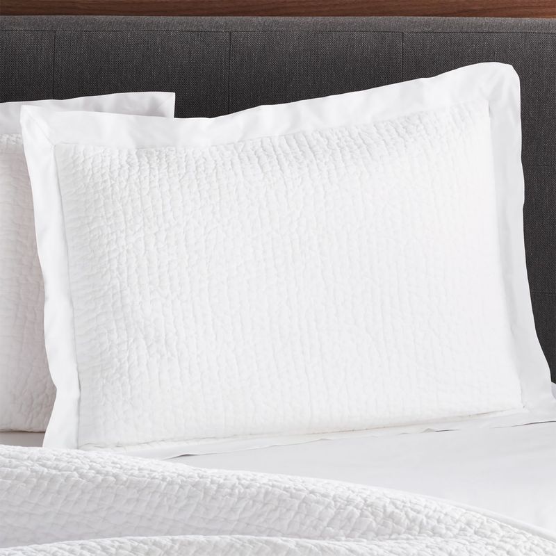 CRATE & BARREL - Funda de Almohada Celeste Estándar Blanco