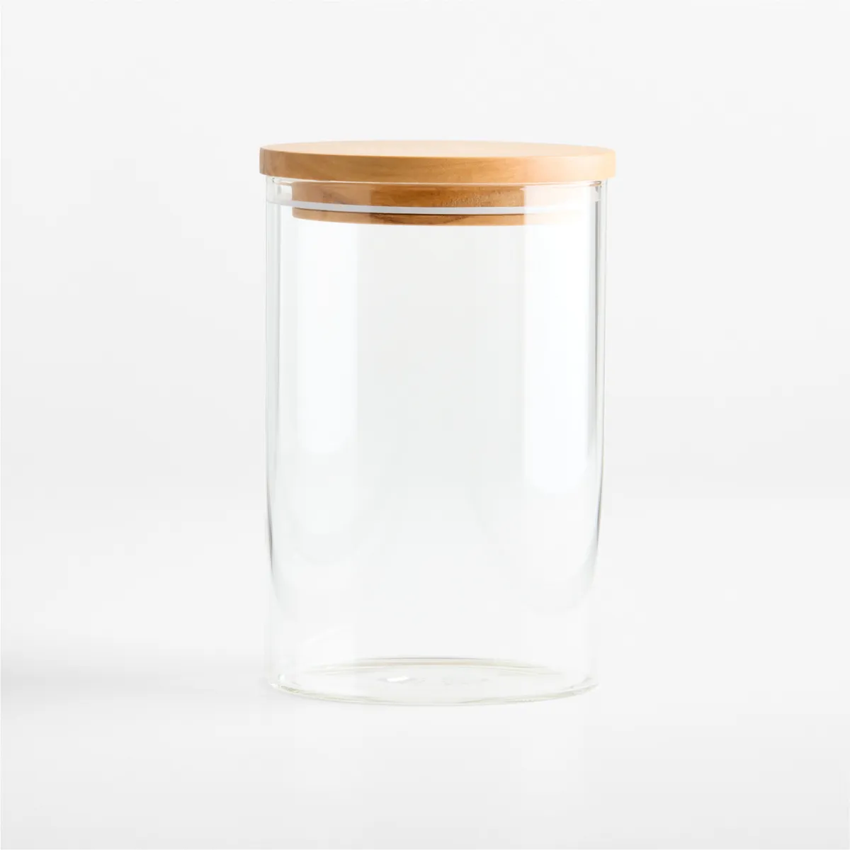 CRATE & BARREL - Envase De Vidrio Con Tapa Olivewood Mediano