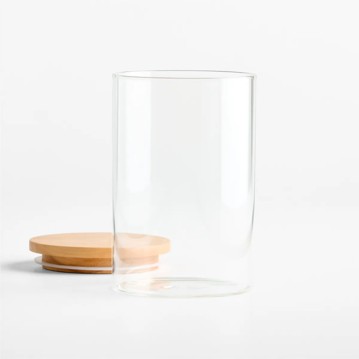 CRATE & BARREL - Envase De Vidrio Con Tapa Olivewood Mediano