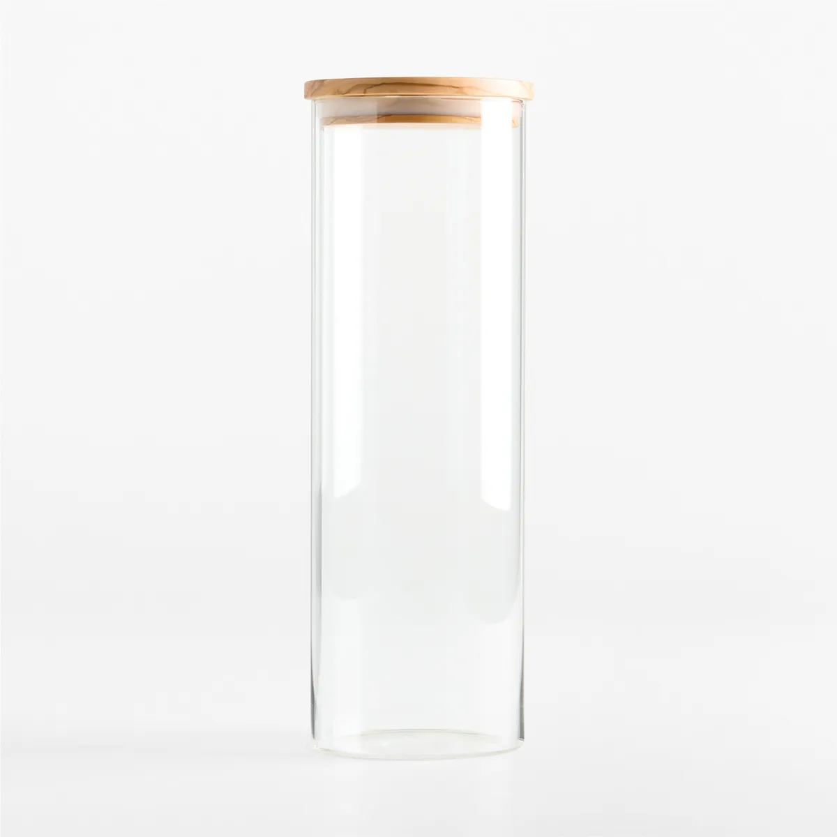 CRATE & BARREL - Envase De Vidrio Con Tapa Olivewood Extra Grande