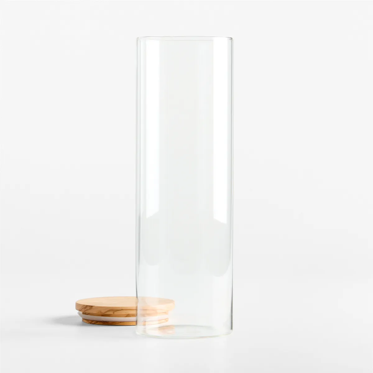 CRATE & BARREL - Envase De Vidrio Con Tapa Olivewood Extra Grande
