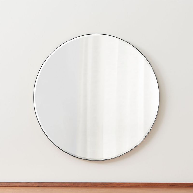 CRATE & BARREL - Espejo de Pared Redondo Edge Gunmetal 76cm