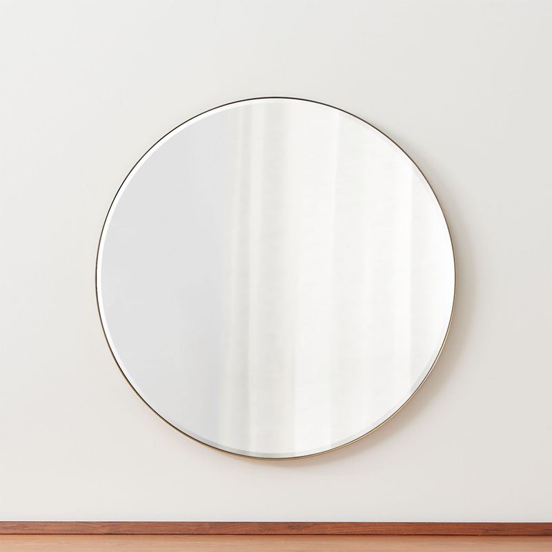 CRATE & BARREL - Espejo de Pared Redondo Edge Gunmetal 76cm