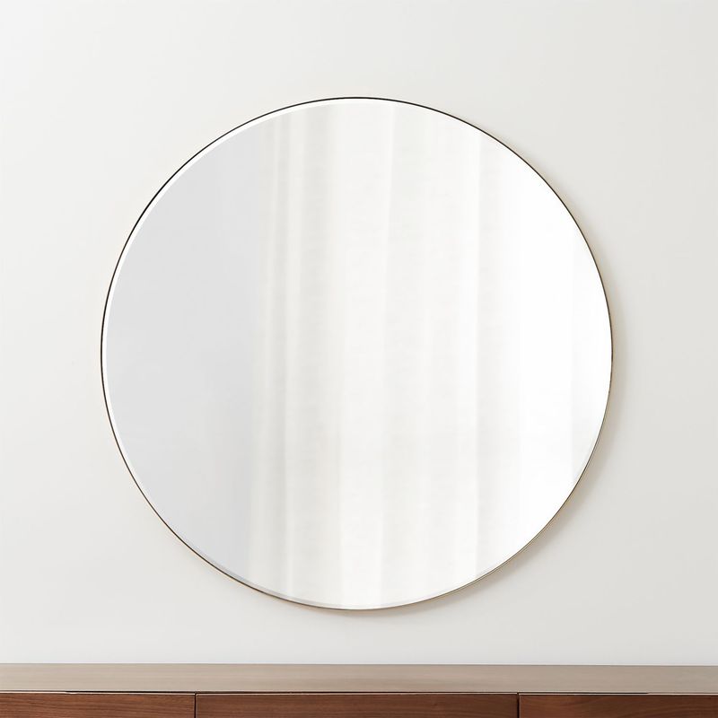 CRATE & BARREL - Espejo de Pared Redondo Edge Gunmetal 122cm