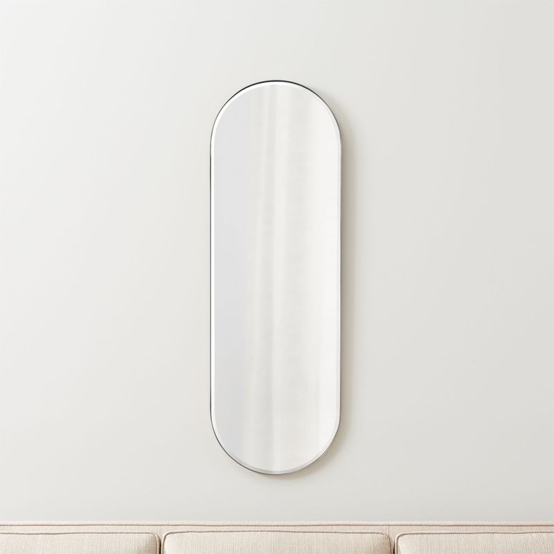 CRATE & BARREL - Espejo de Pared Cápsula Edge de Níquel Cepillado