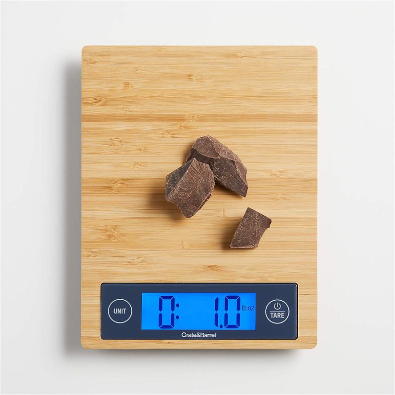CRATE & BARREL - Balanza Digital de Bambú para Cocina