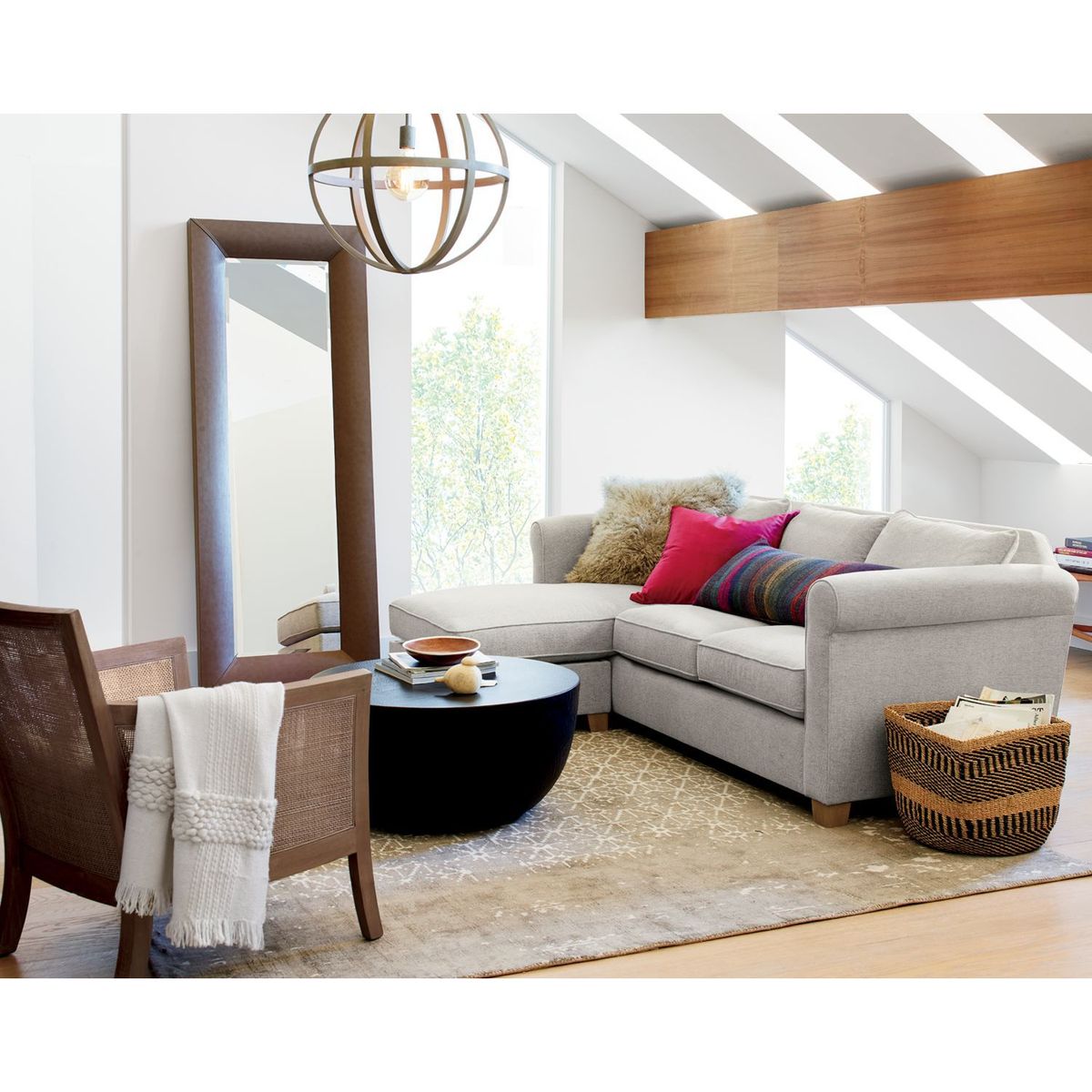 CRATE & BARREL - Lámpara Colgante Braden Madera Gris CURREY