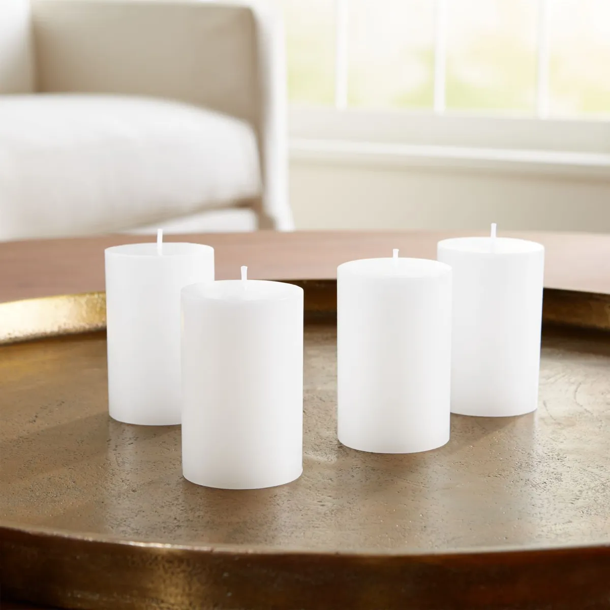 CRATE & BARREL - Set de 4 Velas Pillar 5x8cm