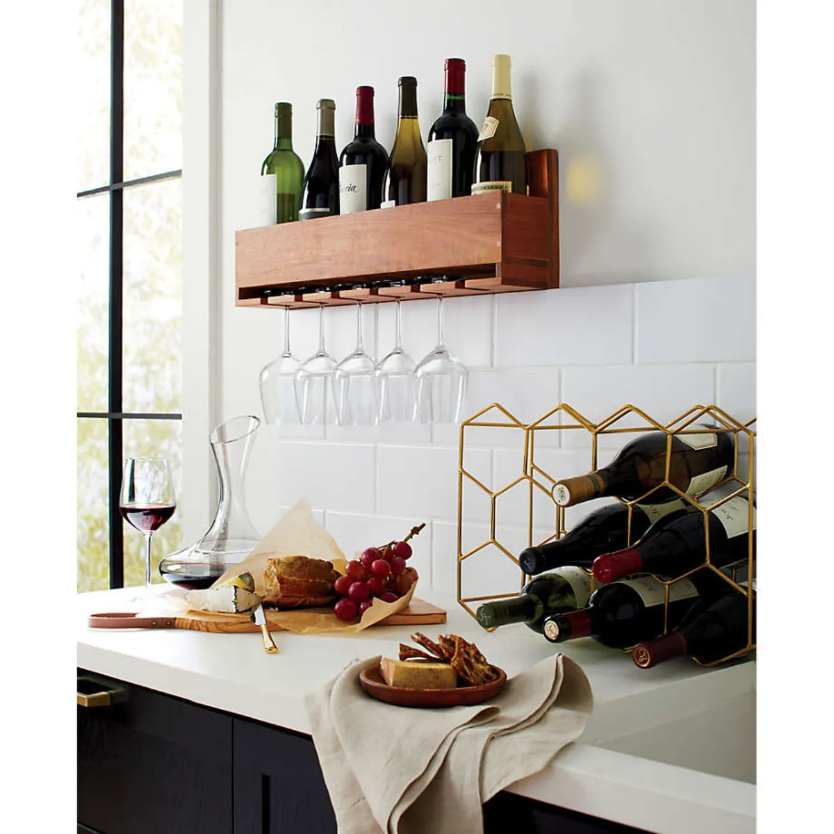 CRATE & BARREL - Estante Para Vinos De Madera