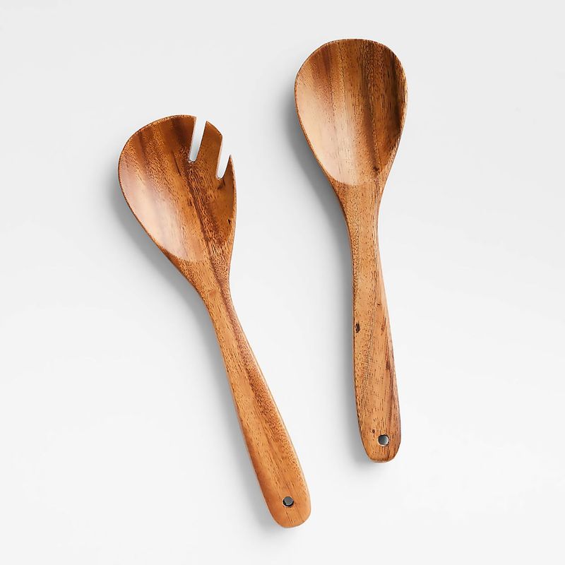 CRATE & BARREL - Set de 2 Cucharones para Servir Tondo Acacia