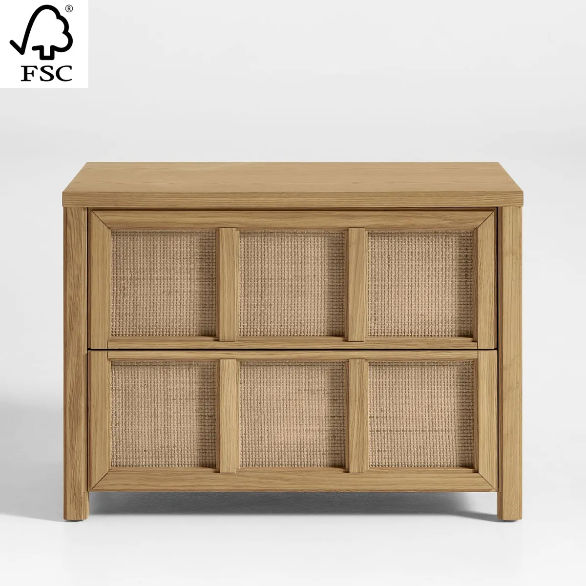 CRATE & BARREL - Mesa De Noche Campagna 2 Cajones