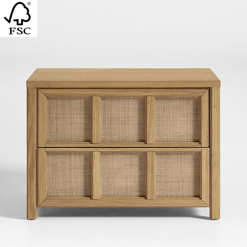 CRATE & BARREL - Mesa De Noche Campagna 2 Cajones