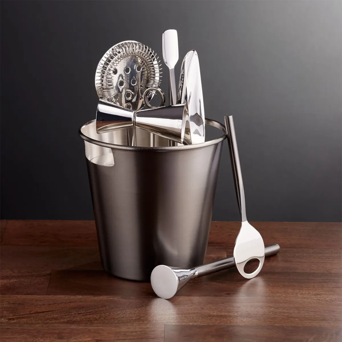 CRATE & BARREL - Set de Utensilios Bar Inox Grafito