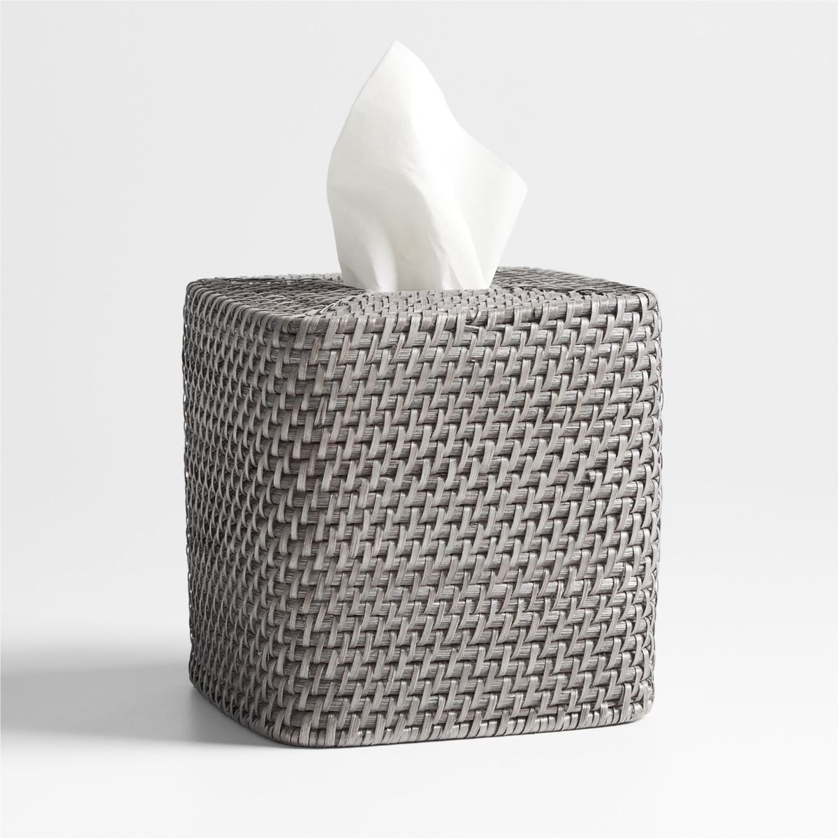 CRATE & BARREL - Caja Cuadrada para Pañuelos de Papel Sedona Gris