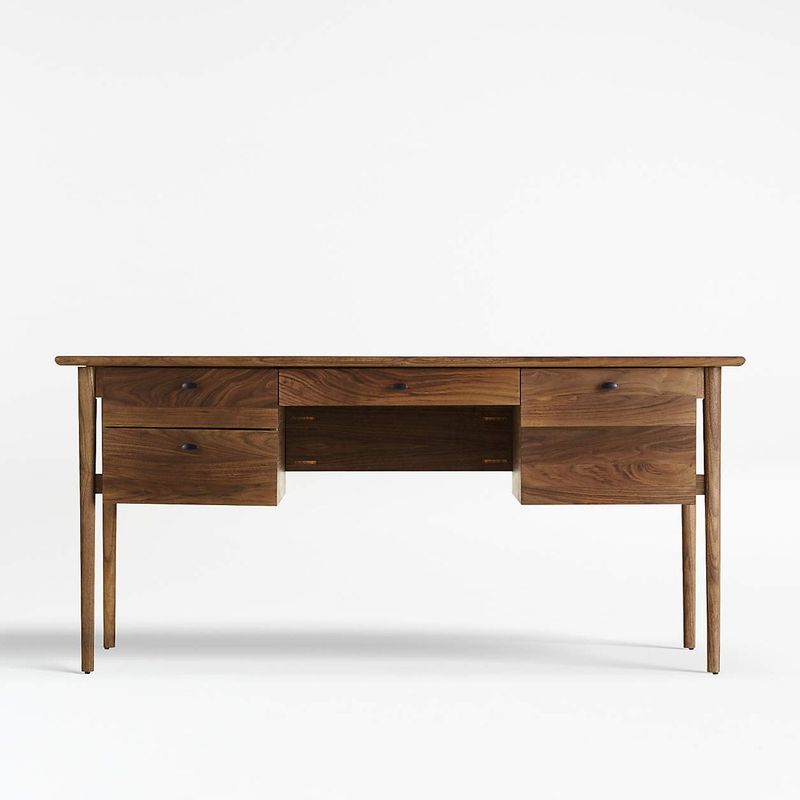CRATE & BARREL - Escritorio Kendall Walnut de Madera Nogal con 4 Cajones