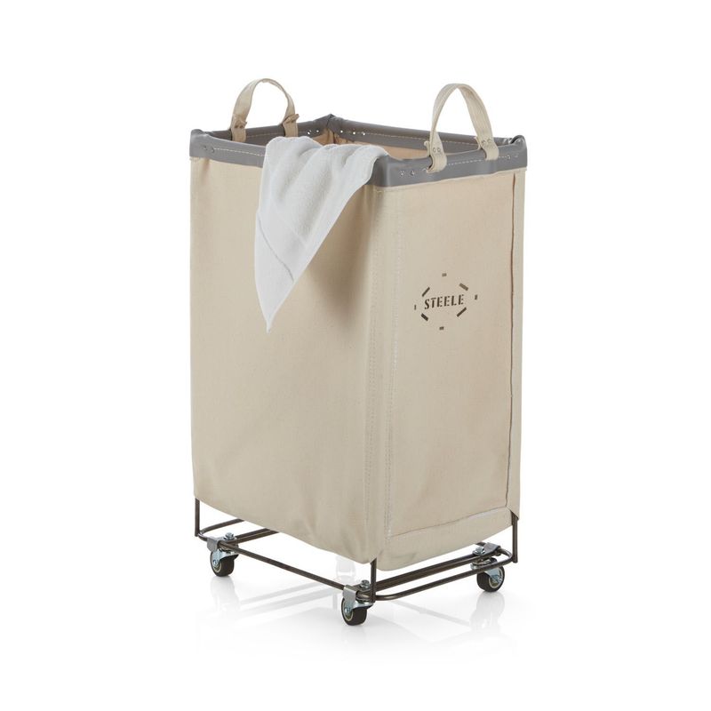 CRATE & BARREL - Cesto de Ropa de Lona Vertical con Ruedas de 2.5 Fanegas Steele ®